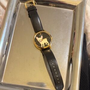 Kate Spade Black and Gold Watch with Dog Motif